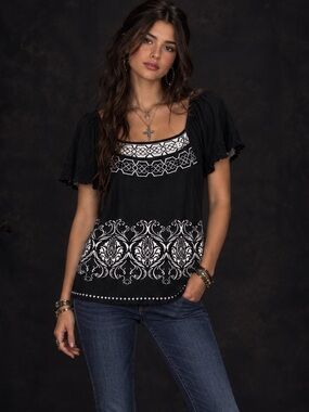 Du jour Babydoll Sweater Womens Small Y2K Puff Sleeve Stretch Soft Whimsigoth